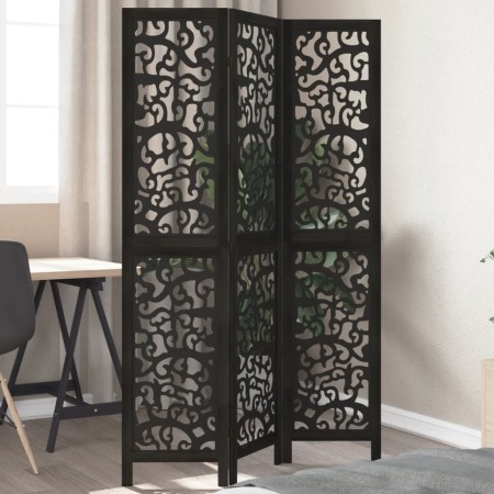 Biombo separador de 3 paneles madera maciza Paulownia negro de , Divisores de ambientes - Ref: Foro24-358750, Precio: 92,31 €...