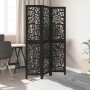 Biombo separador de 3 paneles madera maciza Paulownia negro de , Divisores de ambientes - Ref: Foro24-358750, Precio: 92,31 €...