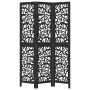 Biombo separador de 3 paneles madera maciza Paulownia negro de , Divisores de ambientes - Ref: Foro24-358750, Precio: 92,31 €...
