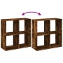 Librería divisora madera roble ahumado 69,5x29x69,5 cm de , Librerías y estanterías - Ref: Foro24-858007, Precio: 41,87 €, De...