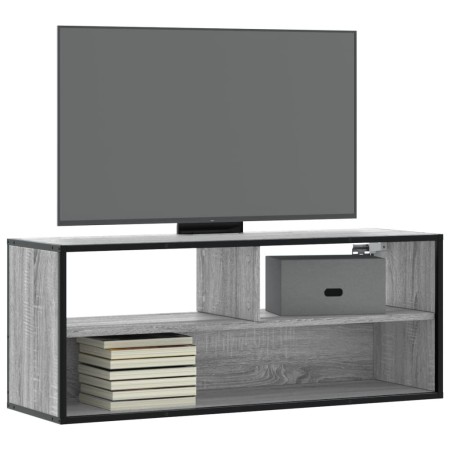 Mueble de TV madera y metal roble ahumado 100x31x39,5 cm de , Muebles TV - Ref: Foro24-848937, Precio: 57,86 €, Descuento: %