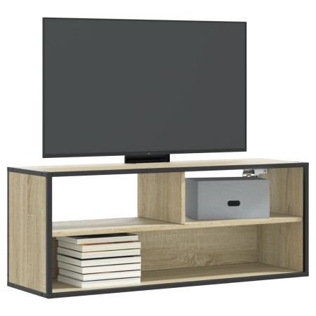 Mueble TV madera ingeniería y metal roble Sonoma 100x31x39,5 cm de , Muebles TV - Ref: Foro24-848935, Precio: 56,35 €, Descue...