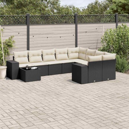 Set de sofás de jardín 10 pzas cojines ratán sintético negro en Conjuntos de jardín | Comprar online en Foru.es