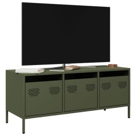 Mueble TV acero laminado en frío verde oliva 101,5x39x43,5 cm de , Muebles TV - Ref: Foro24-851230, Precio: 94,07 €, Descuent...
