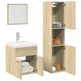 Set de muebles de baño 3 pzas madera contrachapada roble Sonoma de , Muebles de baño - Ref: Foro24-3324992, Precio: 91,49 €, ...
