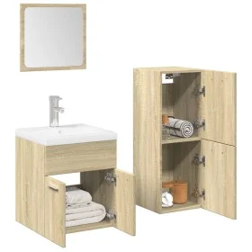 Juego de muebles de baño 4 pzas contrachapada roble Sonoma de , Muebles de baño - Ref: Foro24-3325007, Precio: 159,02 €, Desc...