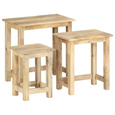 Mesas apilables 3 unidades madera maciza de mango de , Mesas auxiliares - Ref: Foro24-287489, Precio: 158,23 €, Descuento: %