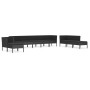 Set de muebles de jardín 10 pzas cojines ratán sintético negro de vidaXL, Conjuntos de jardín - Ref: Foro24-3056975, Precio: ...