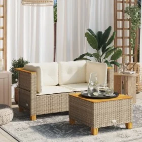 Corner garden sofas with 2 synthetic rattan beige cushions by , Outdoor sofas - Ref: Foro24-365916, Price: 186,72 €, Discount: %