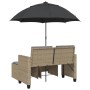 Sofá jardín 2 plazas con sombrilla y taburetes ratán PE beige de , Sofás de exterior - Ref: Foro24-365887, Precio: 250,63 €, ...