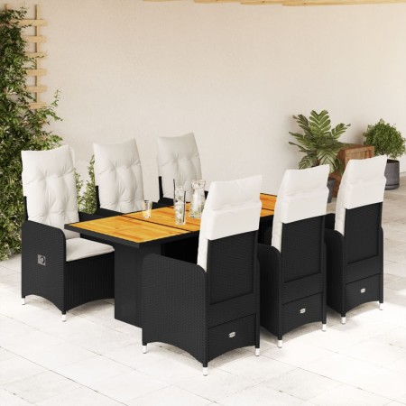 Set de mesa y sillas de jardín 7 pzas y cojines ratán PE negro de , Conjuntos de jardín - Ref: Foro24-3276984, Precio: 786,44...