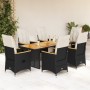 Set de mesa y sillas de jardín 7 pzas y cojines ratán PE negro de , Conjuntos de jardín - Ref: Foro24-3276965, Precio: 885,41...