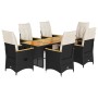Set de mesa y sillas de jardín 7 pzas y cojines ratán PE negro de , Conjuntos de jardín - Ref: Foro24-3276965, Precio: 885,41...