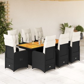 Set de mesa y sillas de jardín 9 pzas y cojines ratán PE negro de , Conjuntos de jardín - Ref: Foro24-3276986, Precio: 1,00 €...