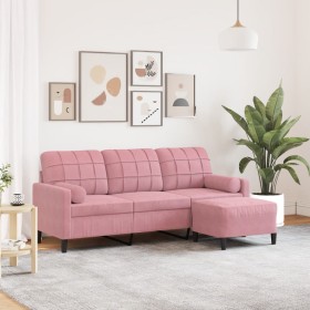 Sofá de 3 plazas con taburete de terciopelo rosa180 cm de , Sofás - Ref: Foro24-3278270, Precio: 372,14 €, Descuento: %