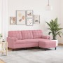 Sofá de 3 plazas con taburete de terciopelo rosa180 cm de , Sofás - Ref: Foro24-3278270, Precio: 372,14 €, Descuento: %