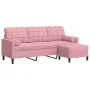 Sofá de 3 plazas con taburete de terciopelo rosa180 cm by , Sofas - Ref: Foro24-3278270, Price: 364,90 €, Discount: %