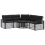 Sofá de jardín forma de L con cojines reposapiés ratán PE negro de , Sofás de exterior - Ref: Foro24-365893, Precio: 348,73 €...