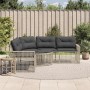Sofá de jardín forma L cojines y taburete ratán PE gris claro de , Sofás de exterior - Ref: Foro24-365898, Precio: 358,10 €, ...