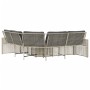 Sofá de jardín forma L cojines y taburete ratán PE gris claro de , Sofás de exterior - Ref: Foro24-365898, Precio: 358,10 €, ...