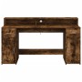 Escritorio con LED madera ingeniería roble ahumado 160x55x91 cm de , Escritorios - Ref: Foro24-3309433, Precio: 197,82 €, Des...