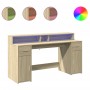 Escritorio con LED madera ingeniería roble Sonoma 160x55x91 cm de , Escritorios - Ref: Foro24-3309431, Precio: 189,57 €, Desc...