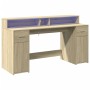 Escritorio con LED madera ingeniería roble Sonoma 160x55x91 cm de , Escritorios - Ref: Foro24-3309431, Precio: 189,57 €, Desc...
