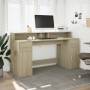 Escritorio con LED madera ingeniería roble Sonoma 160x55x91 cm de , Escritorios - Ref: Foro24-3309431, Precio: 189,57 €, Desc...