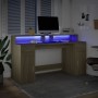 Escritorio con LED madera ingeniería roble Sonoma 160x55x91 cm de , Escritorios - Ref: Foro24-3309431, Precio: 189,57 €, Desc...