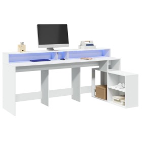 Escritorio con luz LED madera ingeniería blanco 200x104x91 cm de , Escritorios - Ref: Foro24-3309465, Precio: 202,06 €, Descu...