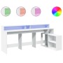 Escritorio con luz LED madera ingeniería blanco 200x104x91 cm de , Escritorios - Ref: Foro24-3309465, Precio: 202,06 €, Descu...