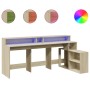 Escritorio con LED madera ingeniería roble Sonoma 200x104x91 cm de , Escritorios - Ref: Foro24-3309467, Precio: 174,74 €, Des...