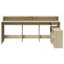 Escritorio con LED madera ingeniería roble Sonoma 200x104x91 cm de , Escritorios - Ref: Foro24-3309467, Precio: 174,74 €, Des...