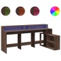 Escritorio con LED madera ingeniería marrón roble 200x104x91 cm de , Escritorios - Ref: Foro24-3309471, Precio: 202,25 €, Des...