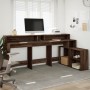 Escritorio con LED madera ingeniería marrón roble 200x104x91 cm de , Escritorios - Ref: Foro24-3309471, Precio: 202,25 €, Des...