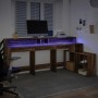Escritorio con LED madera ingeniería marrón roble 200x104x91 cm de , Escritorios - Ref: Foro24-3309471, Precio: 202,25 €, Des...