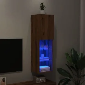 Mueble para TV con luces LED roble artesanal 30,5x30x102 cm de , Muebles TV - Ref: Foro24-857678, Precio: 52,60 €, Descuento: %