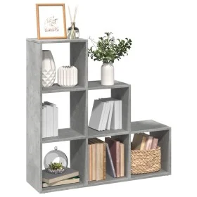 Librería divisor 3 niveles madera gris hormigón 99x29x99 cm de , Librerías y estanterías - Ref: Foro24-857961, Precio: 61,29 ...