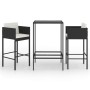 Set muebles bar jardín 3 piezas y cojines ratán sintético negro de vidaXL, Conjuntos de jardín - Ref: Foro24-3094787, Precio:...