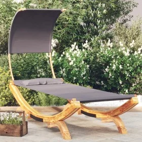 Tumbona con dosel madera curvada gris antracita 100x200x126cm de vidaXL, Camas para exteriores - Ref: Foro24-313946, Precio: ...