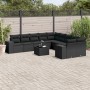 Set de sofás de jardín 11 pzas y cojines ratán sintético negro en Conjuntos de jardín | Comprar online en Foru.es