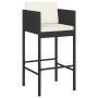 Set muebles bar jardín 3 piezas y cojines ratán sintético negro de vidaXL, Conjuntos de jardín - Ref: Foro24-3094787, Precio:...