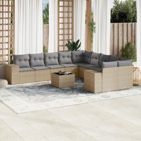 Set de sofás de jardín 11pzas con cojines ratán sintético beige en Conjuntos de jardín | Comprar online en Foru.es