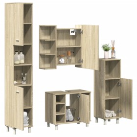 Juego de muebles de baño 4 pzas contrachapada roble Sonoma de , Muebles de baño - Ref: Foro24-3324970, Precio: 219,64 €, Desc...