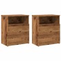 Mesitas de noche 2 uds madera ingeniería envejecida 50x32x60 cm de , Mesitas de noche - Ref: Foro24-856565, Precio: 99,41 €, ...