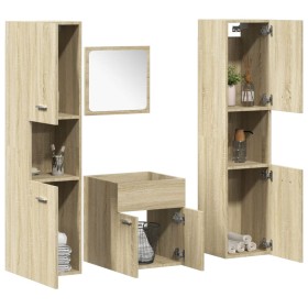 Juego de muebles de baño 4 pzas contrachapada roble Sonoma de , Muebles de baño - Ref: Foro24-3324998, Precio: 142,72 €, Desc...