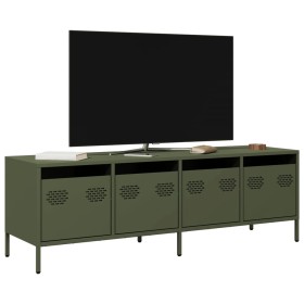 Mueble TV acero laminado en frío verde oliva 135x39x43,5 cm de , Muebles TV - Ref: Foro24-851308, Precio: 156,79 €, Descuento: %