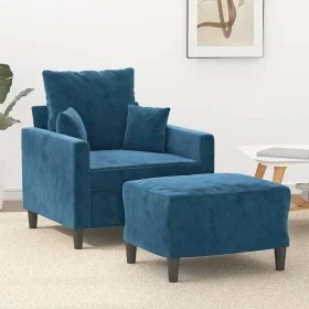 Armchair with blue velvet footstool 60 cm by , Sofas - Ref: Foro24-3201106, Price: 198,39 €, Discount: %