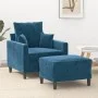 Sillón con taburete terciopelo azul 60 cm de , Sofás - Ref: Foro24-3201106, Precio: 198,39 €, Descuento: %
