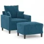 Sillón con taburete terciopelo azul 60 cm de , Sofás - Ref: Foro24-3201106, Precio: 198,39 €, Descuento: %